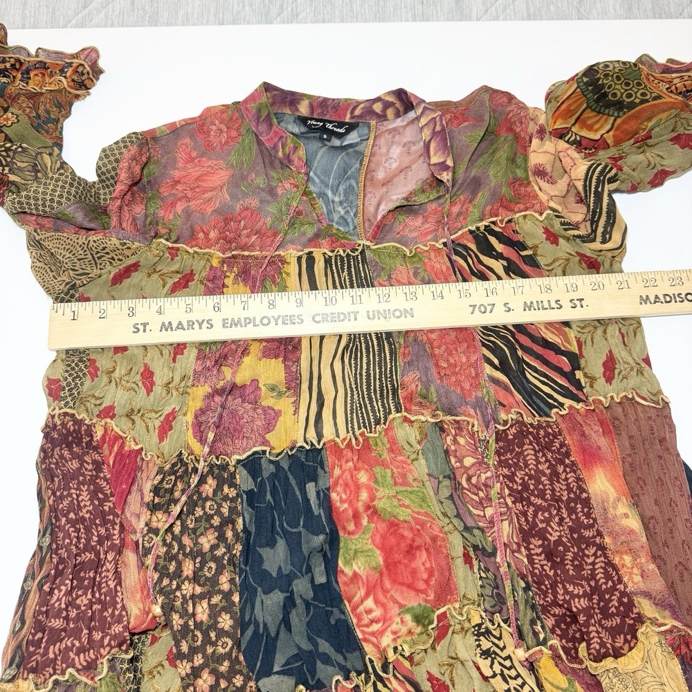 Young Threads Boho Sheer Patchwork Top Bell Sleeves Forest Fairy S Ren Faire - Picture 10 of 12